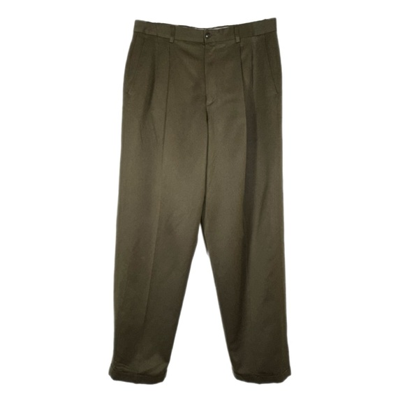 Claiborne Men’s Brown Classic Pleated Front Straight-Leg Pants 34x32 - Picture 1 of 5